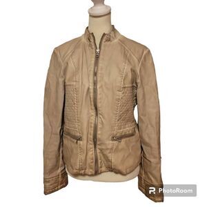 Baccini Faux Leather Vintage Motorcycle Jacket Women's Size Medium